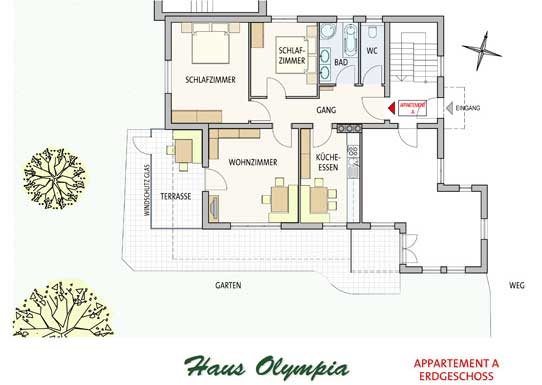 Grundriss Appartment A Haus Olympia in Lans