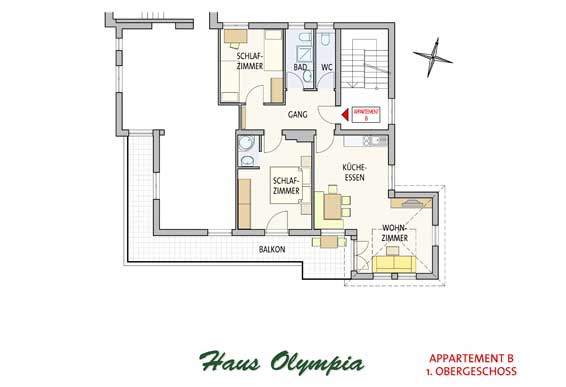 Layout Apartment B Haus Olympia in Lans